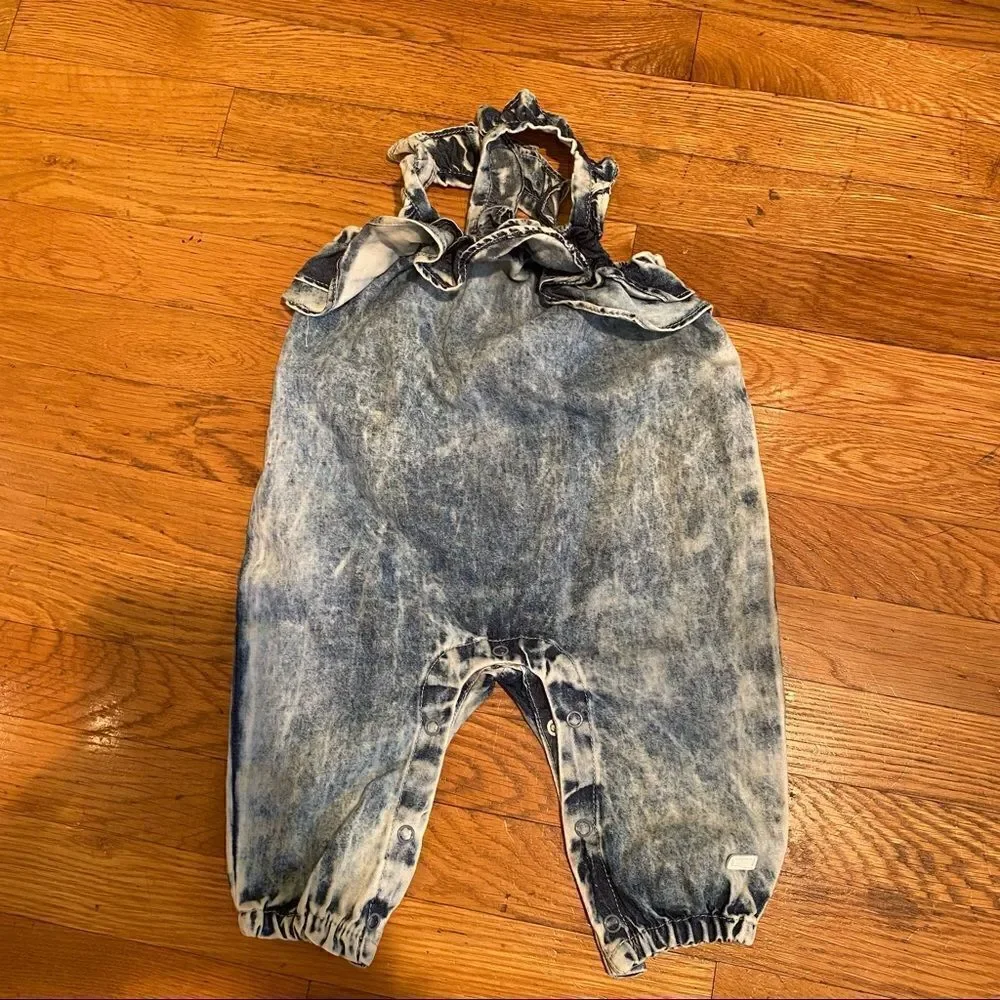 7 For All Mankind Acid Wash chambray Romper 3-6 months NWT